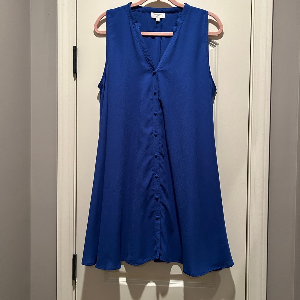 Umgee Royal Blue Sleeveless Button-Front Midi Dress